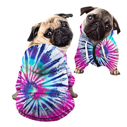 Howilath Niedliche Kleidung für Hunde, Katzen, Welpen, Batikfärbung, coole violette Spirale, elegantes Baumwoll-Polyester-Sweatshirt für kleine Hunde, Katzen, Welpen, Tier – L von Howilath