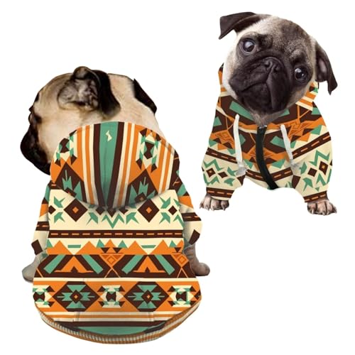 Howilath Southwestern Aztec Tribal Kleidung Hoodies für Hunde English Boston Terrier Sweatshirt Pullover Kleidung Welpen Winter Hund Sweatshirt Outfits - L von Howilath