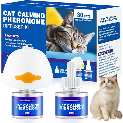 Katzen Kratzfestes Spray, Cat Calming Diffuser Katze Anti Stress Beruhigendes Diffusor-Set,Katzenfernhaltespray bleib Weg,Katzenabwehrspray fur Innen und AuBen,Kratzfestes fur Sofa Mobel, 2x 48 ml von Hpbaggy