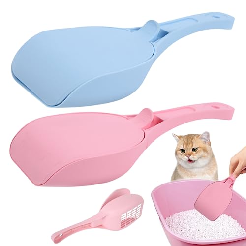 2pcs Katzenstreu Schaufel mit langem Griff 10.04x3,90 x 3,23 Zoll Katzenkacke Scooper Nicht-Schicht-Katzenstreu Schaufel mit feinem Loch und Deckel für Haustierversorgungen Katze Kochschopf Schaufel von Hperu