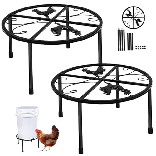 2pcs Metall Chicken Feeder 11,4 x 6,7 Zoll Hühnerfuttermittel Ständer Metall Ständer Rund Hühner Wassererhalter mit 4 Beinen Hühner -Coop -Accessoires für Coop -Geflügel von Hperu