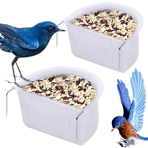 2pcs Vogelfutterschale, Vogelkäfig -Futterhänger Vogelfutterschale mit Haken, 4,3 x 3,9 x 22.1 Plastikvogelwasserfutter, Vogelschalen für Käfig von Hperu