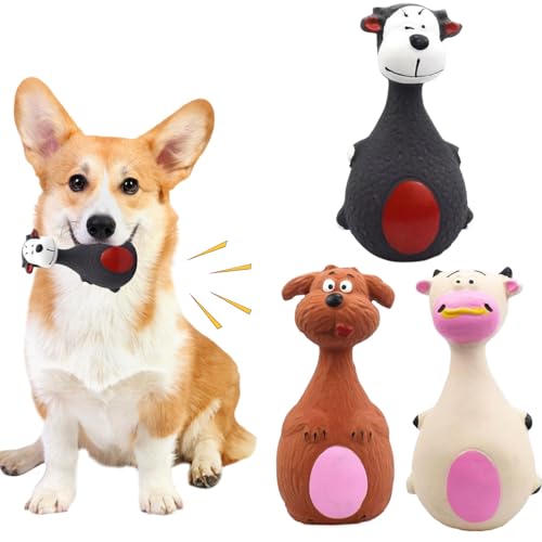 3pcs Hundekäsespielzeug, quietschende unzerstörbare Hundespielzeug Latex Hundes quietschendes Spielzeug für Welpen kleine mittelgroße große Hunde, Hundequietschchen -Spielzeug, unzerstörbares Hund von Hperu