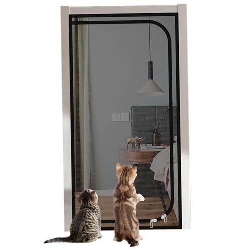 Catentür -Bildschirm 79x32 '' Haustür mit Reißverschluss Hochleistungskatze Cat Proof Mesh Screentür Kleber Katzenschildschirm -Tür Barriere verhindern, DASS Hunde auslaufen, Katzentür -Bildschirm von Hperu