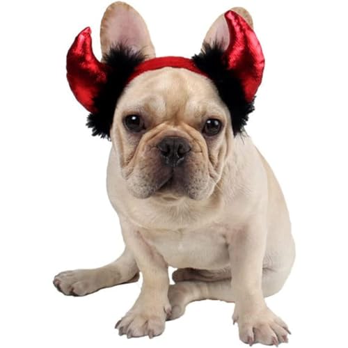 Halloween Haustierkostüm Dog Devil Horn Stirnband Katze Katze Accessoires für Katze und kleine Hund, einstellbare, rote Halloween -Dekoration von Hperu