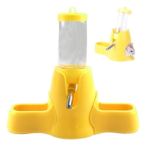 Hperu Hamster Wasserflasche mit Ständer Nicht tropft 80 ml Meerschweinchenwasserflasche und 2 Lebensmittelspender freistehende automatische Flaschen kleine Tierwasserflaschen von Hperu