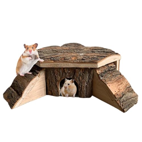 Hamsterspielzeug Holz Hamster Haus kleine Haustiere Versteck Zwerg Hamster Spielzeughütte Käfig Schlafkabine für Chinchilla Rattengericht Maus von Hperu