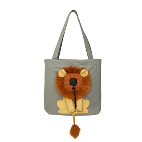 Hperu Haustier-Tragetasche Löwenförmige Haustier Canvas Umhängetasche Katzentrage Süßes Haustier-Tragetasche Outdoor Pet Handtasche Träger für Haustierzubehör dunkelgrau von Hperu