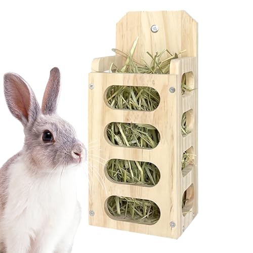 Hay Feeder Kaninchen Heuhändler Holz Kaninchen Heuregal Großkapazität Heuheuer vertikales stehendes Gras Fütterungsschelfspender für Meerschweinchen Haustier Hasen Hamster Chinchilla von Hperu