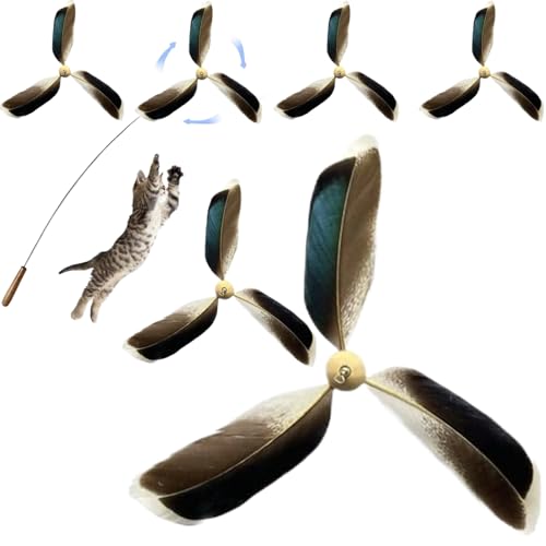 Hperu Cat Wand Toy Cat Toy Toy Refinill, 6pcs 6,3 Zoll Propeller Katzenspielzeugersatz, interaktiver Katzenstab Spielzeug nach Spielzeug für Katzen, Kätzchen von Hperu