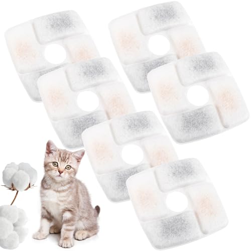 Hperu Filter für Katzenwasserbrunnen Katzenwasserbrunnen Filter 6PCs aktiviertes Kohlenstoff -Katzenbrunnen -Filter, PET -Brunnenfilter Ersatz Triple Filtrationssystem für automatische Katzenbrun von Hperu