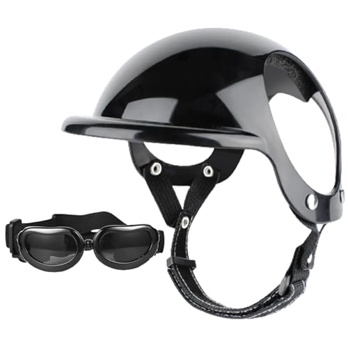 Hperu Hundehelm, 2pcs Katzenhelm, Einstellbarer Kinngurt Dome Hund Motorradhelm mit Ohrloch winddichtem dekorativem Katzenhelm Motorrad Helm Lieferungen für Ausschiebung von Hperu