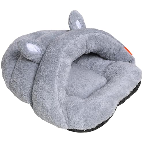 Hperu Katze Schlafsack mit Ohren, weicher Hundeschlafsack, wärmende Plüsch -Katze Winterschlafsack für Burrow Nickerchen, verdickte bedeckte Katzenbett für kleine Katzenhund (grau, s) von Hperu