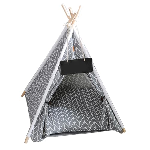 Hperu Pet Tipee Zelte, Katzen Teepee, Hund Tipee Zelt mit Kissenhaus Abnehmbarer Katzen Teee für Innenkatzen Waschkollaps Canvas Welpenhaus von Hperu