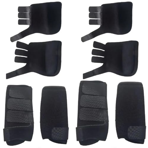 Hperu Pferdestiefel Set von 4 verstellbaren Pferdebeinstiefeln Bequeme Pferdestiefel Beinschutz Schock absorbierende Reitstiefel Wiederverwendbare Pferdebereiche, Pferdestiefel, Pferdeglockenstiefel von Hperu