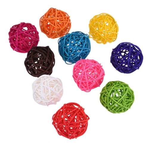 Hperu Rattan Bälle Bird Toy Shoteet Kaut Spielzeug Haustierkäfig Bite Ball DIY Dekor 10pcs Zufällige Farbe von Hperu