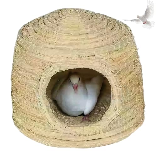 Hperu Vogelnest für Käfig, strohbewobenes Vogelhaus für Käfig, 11,8 x 8,3 warme Winddichte Sittichschützer, tragbare Vogelschachtel für Vögel, Tauben und Papageien, Sittich Nistkaste von Hperu