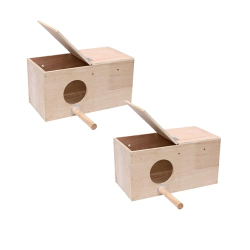 Hperu Vogelnistkiste, 2pcs Nistkasten, Links öffnete Cockatiel -Nistkiste ohne Polsterung, Holzvogelnistkiste für mittelgroße und kleine Vögel von Hperu