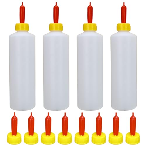 Hperu Wadenflasche 4pcs Ziegenflaschen mit 12 -propcs Ziegennippeln, 14oz/400 ml Plastiklammflasche, Wiederverwendbare Babyziegenlieferungen zum Füttern von Schafpuppen von Hperu