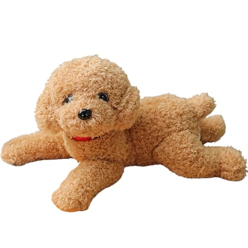 Hund Plüsch niedlich lebhafter Teddy -Hund -Paar -Spielzeug 14 -Zoll -Baumwolle gefüllt mit Kragen dekorativem gefüllten Hund für Couchsofa, Beige Plüsch von Hperu