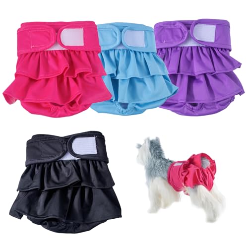 Hund Windeln weiblich, 4pcs Hund Windeln Weibliche, einstellbare absorbierende Wiederverwendbare Hundewindeln mit Paste, Haustierwindeln für Hundeperiode Inkontinenz Töpfchen -Training, wiederverwe von Hperu