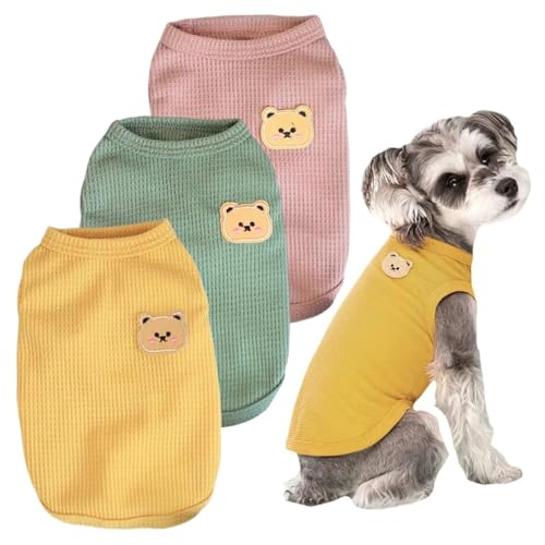 Hperu Hundekleidung, 3pcs Hundehirt, dehnbares und atmungsaktives Hundet-Shirt mit stilvollem Katzenmuster, weiches bequemes, leichtes Haustierhemd für mittelgroße Hundekleidung, Hundet-Shirt von Hperu