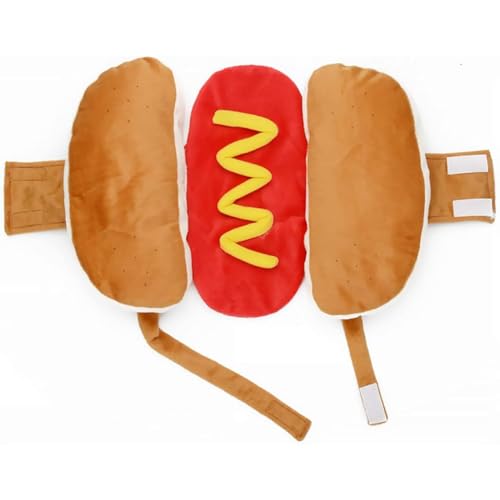 Hundekostüme, Hotdog -Kleidung für Hunde, warme weiche süße Party -Cosplay -Kostüme für Welpen kleine Hunde Haustiere, Hundekleidung und Accessoires mit 2 Plüsch -Quietschenspielzeugweste von Hperu