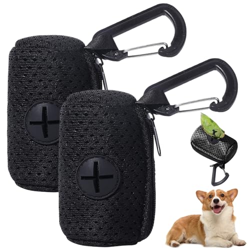 Hundekot Bag Halter für Leinen Hundekotbeutel Halter 2pcs 2,8 x 2 Zoll Mesh Reißverschluss Hundekot -Beutel -Spender mit Schnalle Atmungsfreies waschbares tragbares Hundekotbeutelhalter für von Hperu