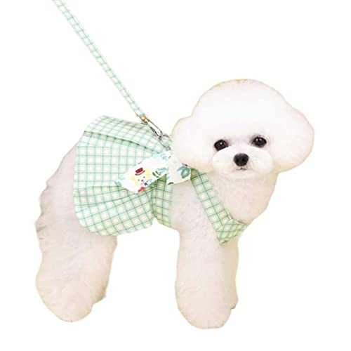 Hundeplaidkleid Hundeplaidkleid Kabelbaum Leine Set süßer Bowknot Welpen Rock Sommer Haustierkleidung für kleine mittelgroße Hund l von Hperu