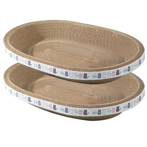 Karton Katzenbett Katzenkratzer 2pcs 18,5 x 12,6 Zoll Oval Starke Ladung Wellblatt Katze Katze Bett hoher dichter Dampproof Mehrzweck -Katzenkratzer für das Training Möbelschutzes von Hperu