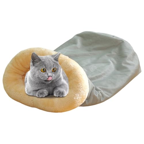 Katze Schlafsack grau weiche Plüsch Katze Winter Schlafsack, 360 Wrap Hideaway Cat Bett Cav von Hperu