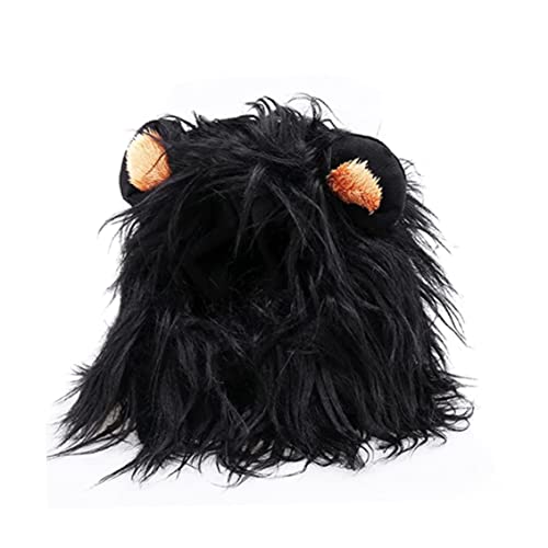 Katzen Halloween Kostüme, Mähneperücke für Katzenkostüm, Katzenmähneperücke mit Ohren, Hundeher Kostüme, Halloween -Kostüme für Katzen, Hunde, lustiges Haustierkätzchen Halloween Kostüm, Schwarz, S von Hperu