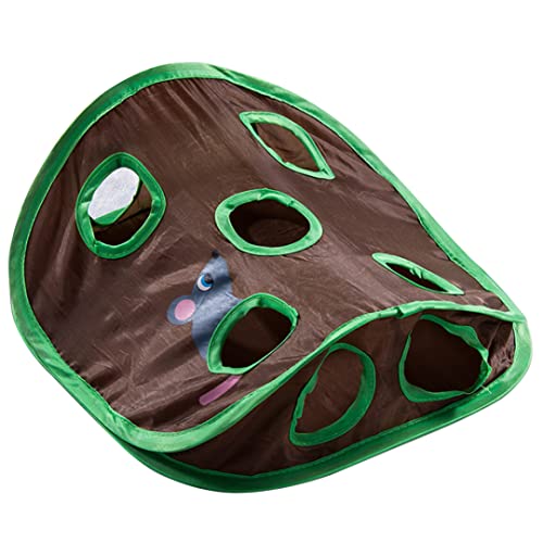 Katzen Interaktive Spielzeugmatte mit Löchern Katzen 9 Löcher Tunnel Spielzeugkatze Aktivität Spiele Matte faltbares Training Kratzen für Pet Cat Pet Interactive Toy von Hperu