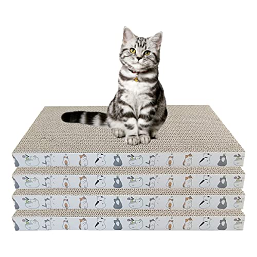 Hperu Katzen Kratzpolster Reversible Katzenkratzer Kitty Kratzplatte für Innenkatzen Mahlen Krallen 4pcs Kratzpolster von Hperu