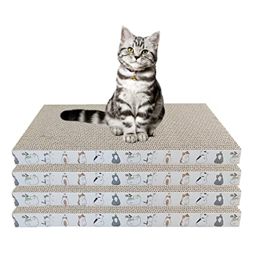 Katzen Kratzpolster Reversible Katzenkratzer Kitty Kratzplatte für Innenkatzen kreuzen Krallen 4pcs Katzenkratzer Karton von Hperu