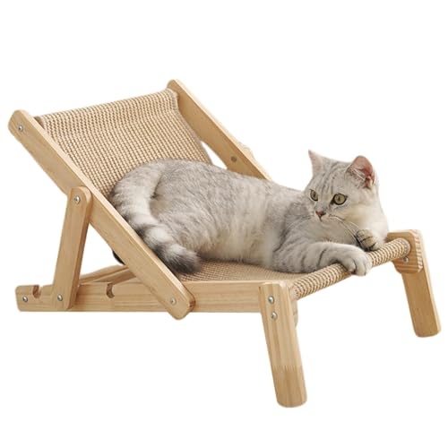 Hperu Katzen -Sisal -Stuhl, 20x14,6x13.3 Einstellbares Holz -Erhöhte Katzenbett, Austauschememt Sisal Cat Scratcher, tragbare Katzenliege für Innenkatze Sisal Stuhl von Hperu