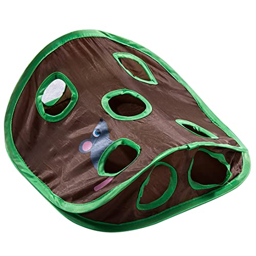 Katzen interaktive Spielzeugmatte mit Löchern Katzen 9 Löcher Tunnel Spielzeugkatze Aktivität Spiele Matte faltbares Training Kratzen für Pet Cat Matte mit Löchern von Hperu