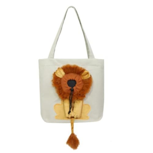 Hperu Löwenförmige Haustasche Tasche Löwenförmige Haustier Canvas Umhängetasche Katzenträger Süßes Haustier-Tragetasche Outdoor Pet Handtasche Träger für Haustierzubehör hellgrau von Hperu