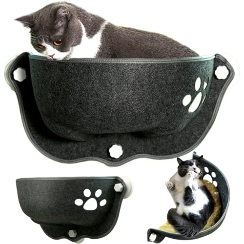 Saugbecher Katzenbett Fenster 20x11x11 Halbmond Cat Fenster Hängematte Strong Saugkatze Fensterbett Waschbar Cat Car Hängematte weiche Katzenliege Lounge für Blick, Katzenauto-Hängematte von Hperu