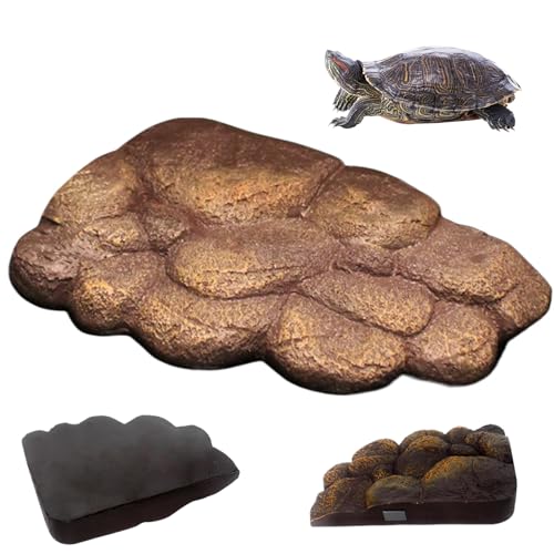 Schildkröten -Backenplattformen Arc Winkel Imitation Steintextur Turtle Tank Accessoires mit Magneten Dekorativen Backenplattformen für Wasserschildkröten, halb Wassertiere, Schildkrötenplattformen von Hperu