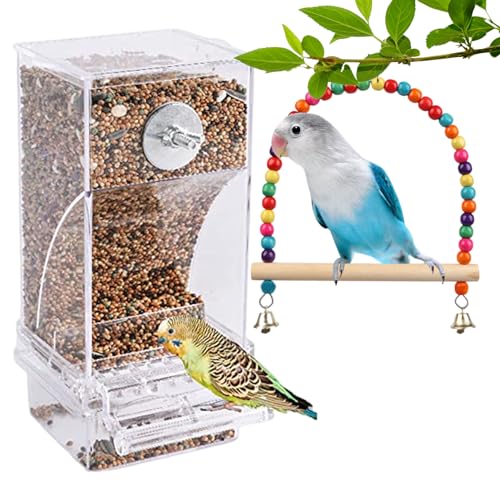 Vogelfutterhäuse 2pcs 7.28x2.95x2.95 Zoll transparent hängende Kunststoff automatische Vogelkäfig -Feeder -Blockgie -Spielzeug -Spielzeugautomatik -Vogelfutterhäuschungen für Käfig von Hperu