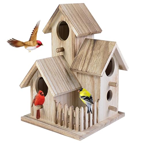 Vogelhäuser für Garten, Vogelhaus Holz Vogelhäuser für Garten Neuheit Vogel Nistkasten Naturvogel Hotel Hütte für Outdoors Gartenbaum Balkon Vogelhäuser von Hperu