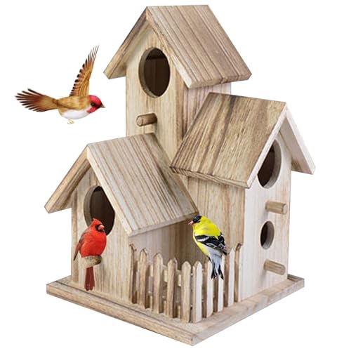 Vogelhäuser für Garten, Vogelkisten, Vogelhaus Holz Vogelhäuser für Garten Neuheit Nistkasten Naturvogel Hotel Hütte für Outdoors Gartenbaum Balkon von Hperu