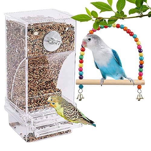 Vogelkäfig -Feeder -Vogelfuttermittel 2pcs 7.28x2,95x2,95 Zoll transparent hängende Kunststoffautomatik -Vogel -Käfig -Feeder -Lobgie -Spielzeug -Spielzeug für Papageien Cockatiels Fink von Hperu