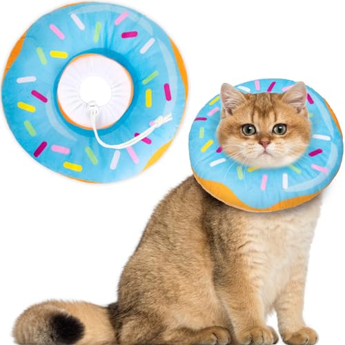 Hpetppy Katzen-Kegelhalsband, weich, Katzen-Genesungshalsband für Wundheilung, niedlicher Katzen-Donut, verstellbare Katzenzapfen, um zu stoppen, zu lecken, bequemer, leichter Hals, elisabethanische von Hpetppy