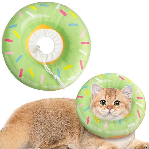 Hpetppy Katzenkegelhalsband, weich, Katzen-Genesungshalsband für Wundheilung, niedlicher Katzen-Donut, verstellbare Katzenzapfen, um das Lecken zu stoppen, bequem, leicht, elisabethanische Halsbänder von Hpetppy