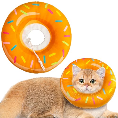 Hpetppy Katzenkegelhalsband, weich, Katzen-Genesungshalsband für Wundheilung, niedlicher Katzen-Donut, verstellbare Katzenzapfen, um das Lecken zu stoppen, bequem, leicht, elisabethanische Halsbänder von Hpetppy