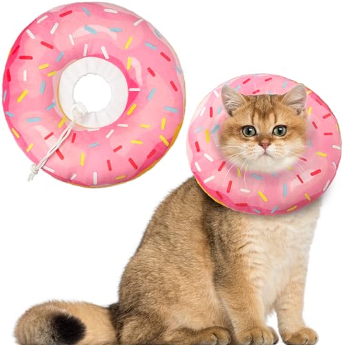 Hpetppy Katzenkegelhalsband, weich, Katzen-Genesungshalsband für Wundheilung, niedlicher Katzen-Donut, verstellbare Katzenzapfen, um das Lecken zu stoppen, bequem, leicht, elisabethanische Halsbänder von Hpetppy