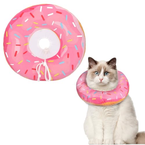 Hpetppy Katzenkegelhalsband, weich, Katzen-Genesungshalsband für Wundheilung, niedlicher Katzen-Donut, verstellbare Katzenzapfen, um das Lecken zu stoppen, bequem, leicht, elisabethanische Halsbänder von Hpetppy