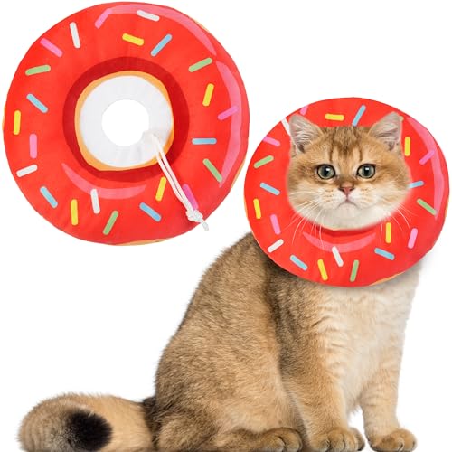 Hpetppy Katzenkegelhalsband, weich, Katzen-Genesungshalsband für Wundheilung, niedlicher Katzen-Donut, verstellbare Katzenzapfen, um das Lecken zu stoppen, bequem, leicht, elisabethanische Halsbänder von Hpetppy